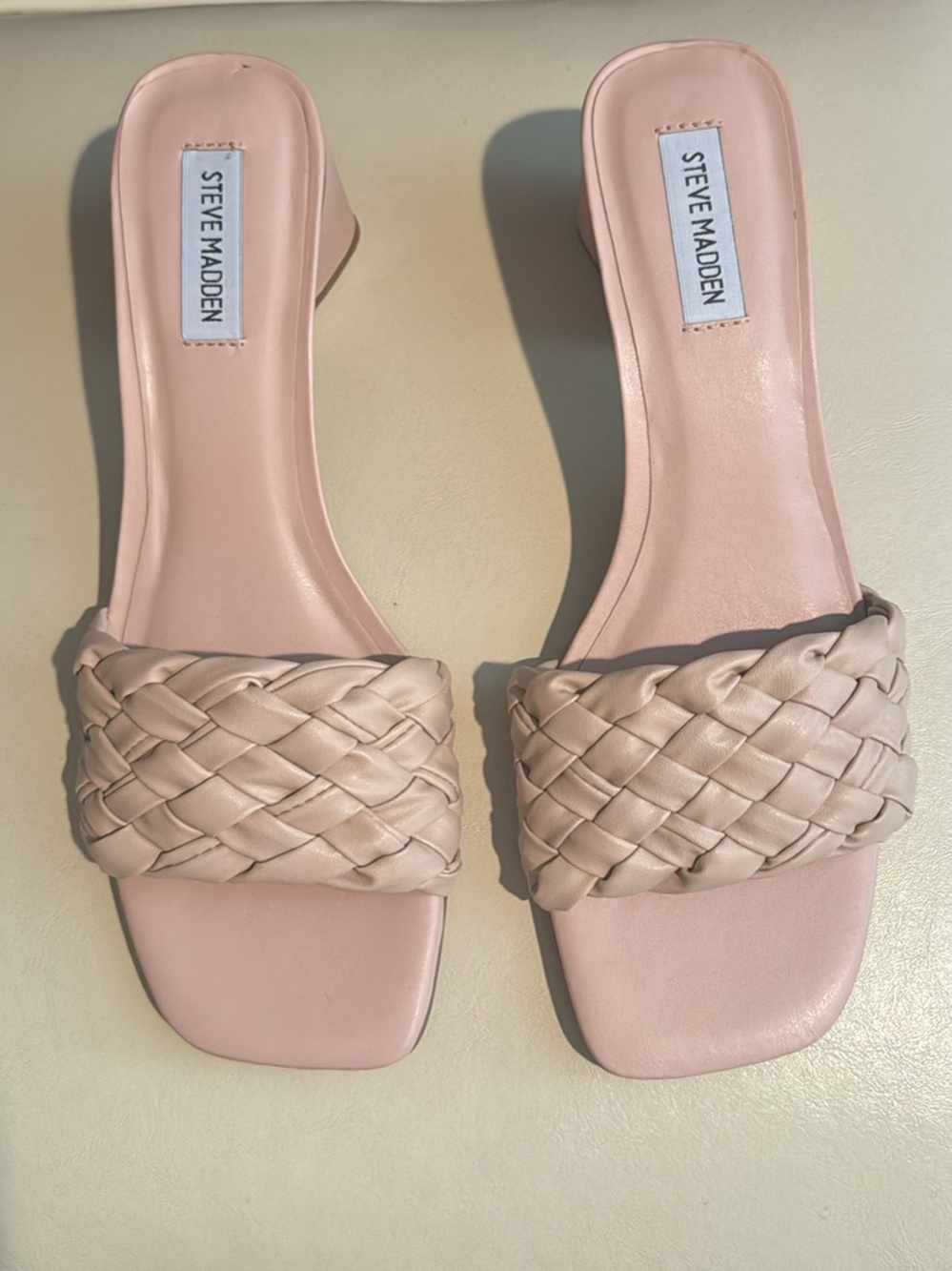 Steve Madden Women’s Braided Slide Sandals in beige/ blush